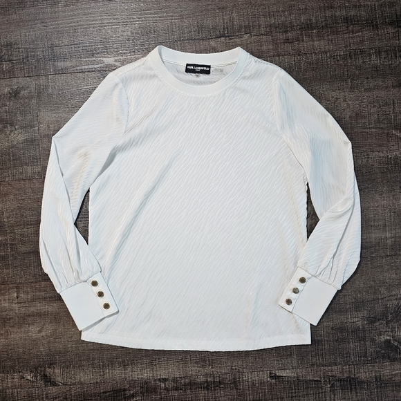 Karl Lagerfeld - White Long Sleeve Top - Picture 1 of 7